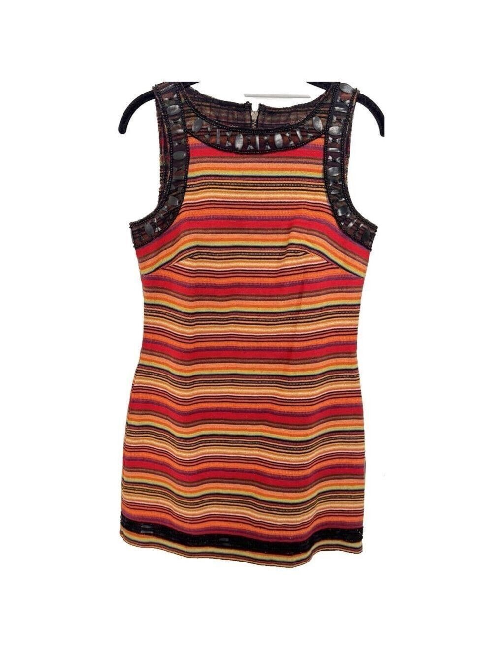 Free People New Romantics Colorful Tapestry Shift Dress Size 8 Rear Zipper